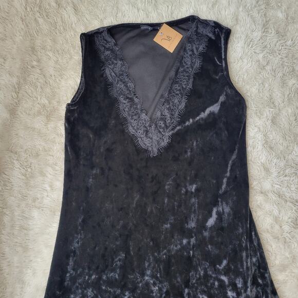 La Vie En Blanc Velvet Lace Dress Black Medium - Picture 4 of 9